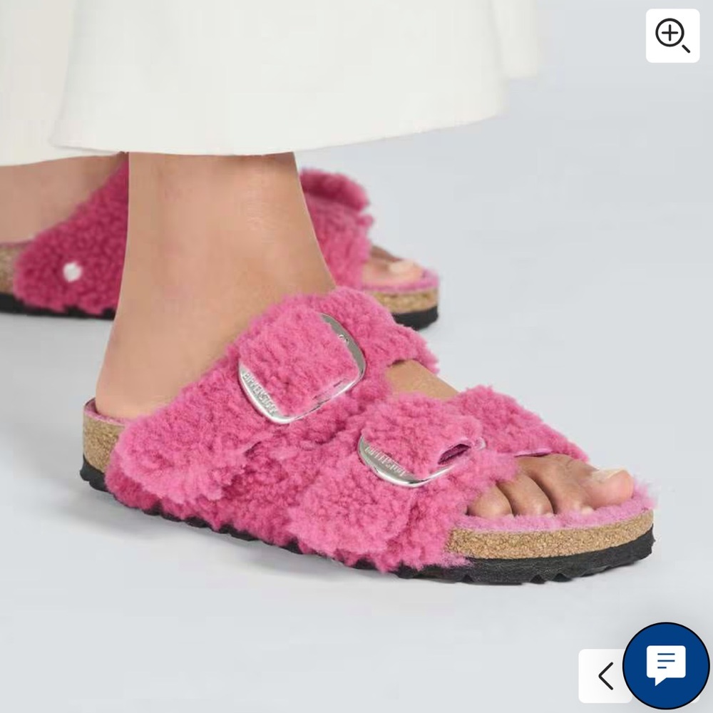 Birkenstock Arizona Big Buckle Teddy Shearling Sandals, Size 40